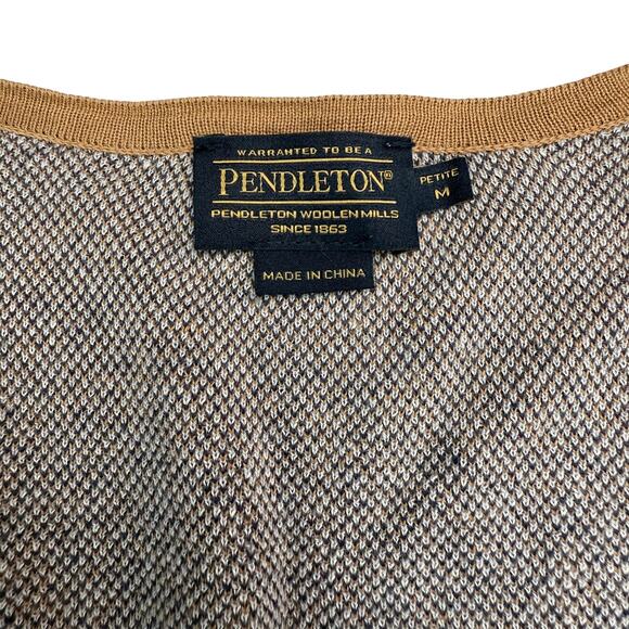 PENDLETON One Button Linen Cotton Blend Cardigan Size Medium Petite - Picture 3 of 6